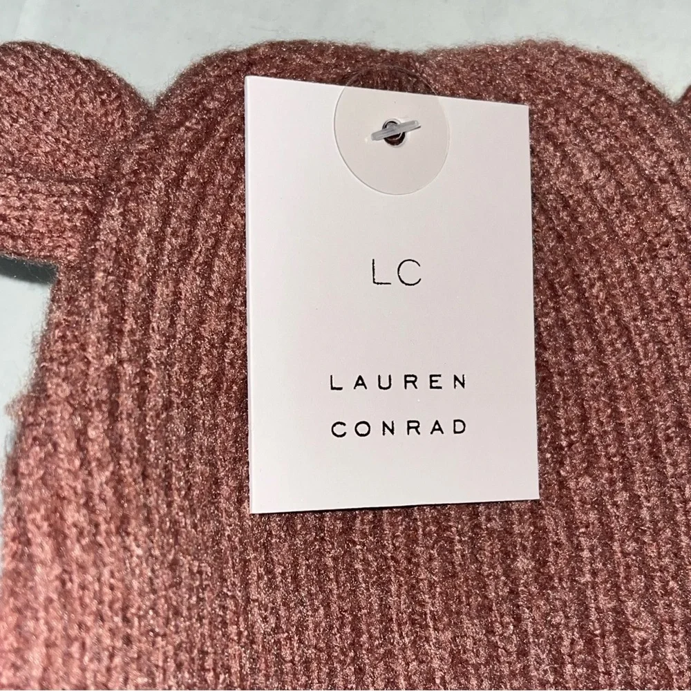 LC Lauren Conrad Kid’s‎ Ribbed Knit Rose Beanie Hat New with Tags